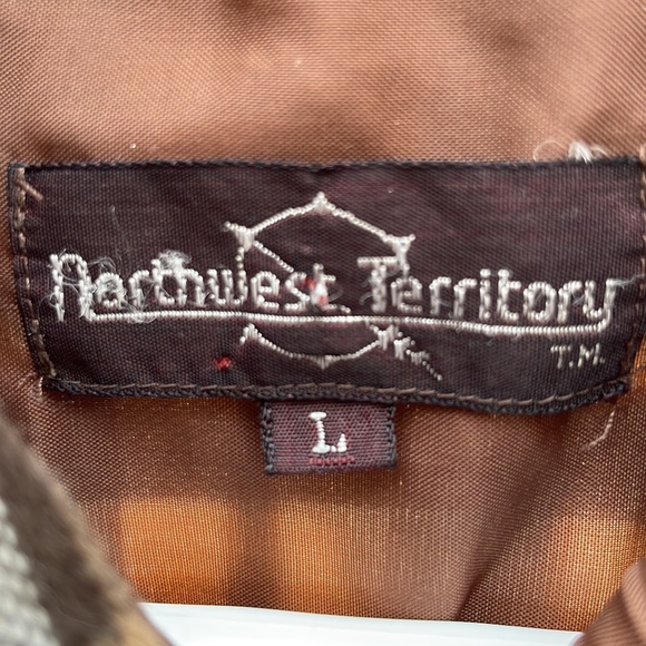 Vintage Northwest Territory Flannel Quilt Lined Shirt Jacket Blue Plaid size L - Picture 4 of 5